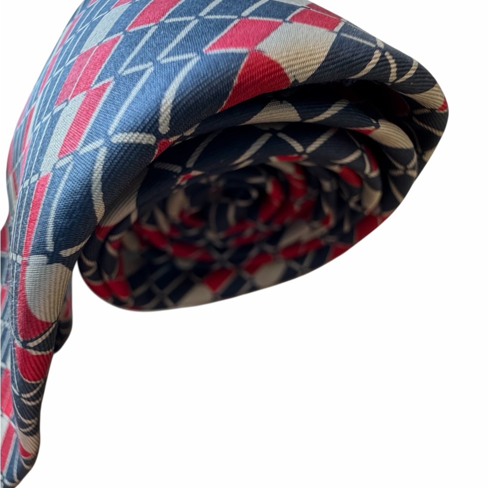 Lanvin Blue and Red Checkered Silk Tie